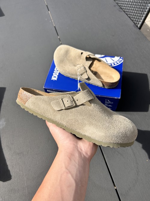 Birkenstock Boston Suede Faded Khaki