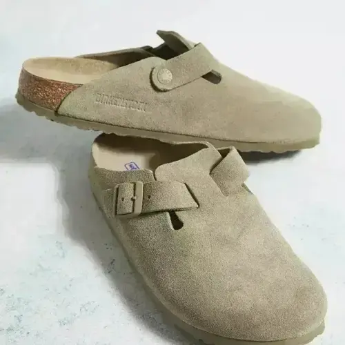 Birkenstock Boston Suede Faded Khaki