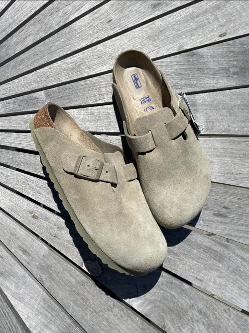 Birkenstock Boston Suede Faded Khaki