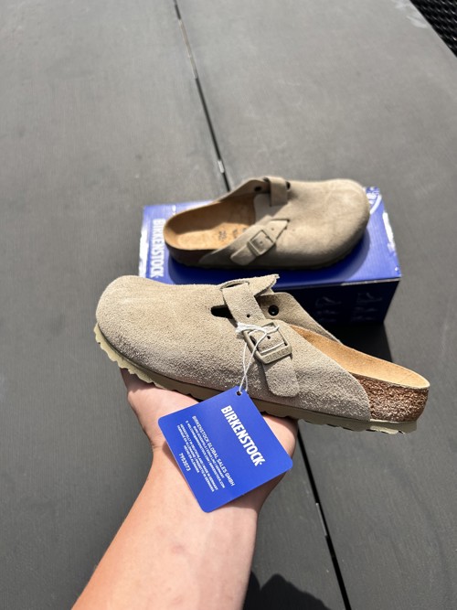 Birkenstock Boston Suede Faded Khaki