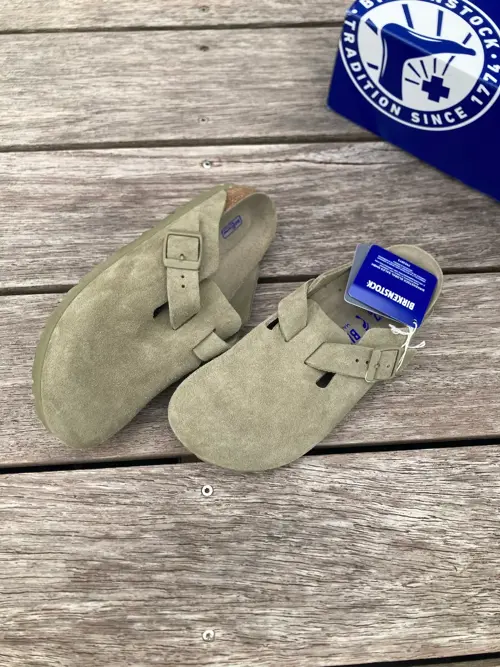 Birkenstock Boston Suede Faded Khaki