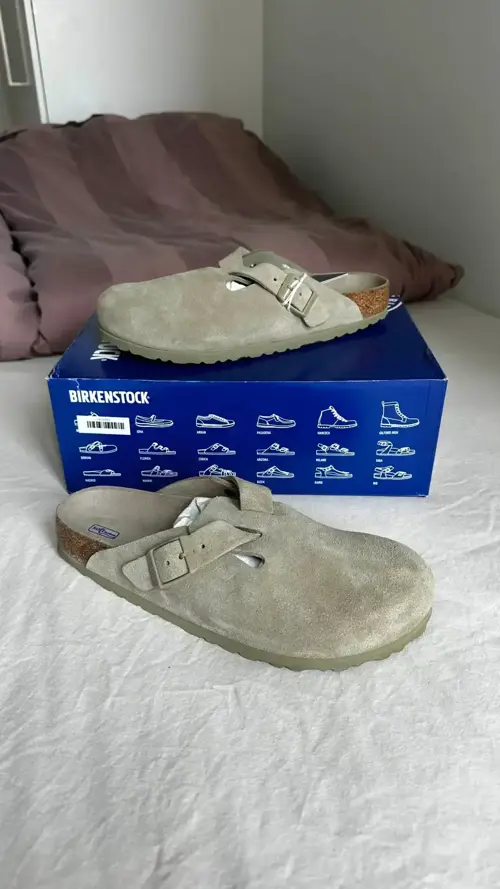 Birkenstock Boston Suede Faded Khaki