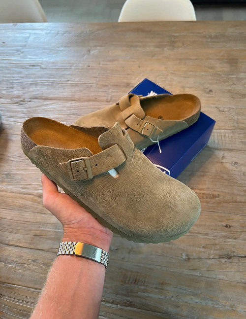 Birkenstock Boston Suede Faded Khaki