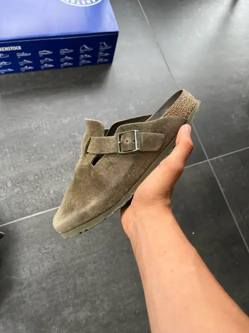 Birkenstock Boston Suede Faded Khaki