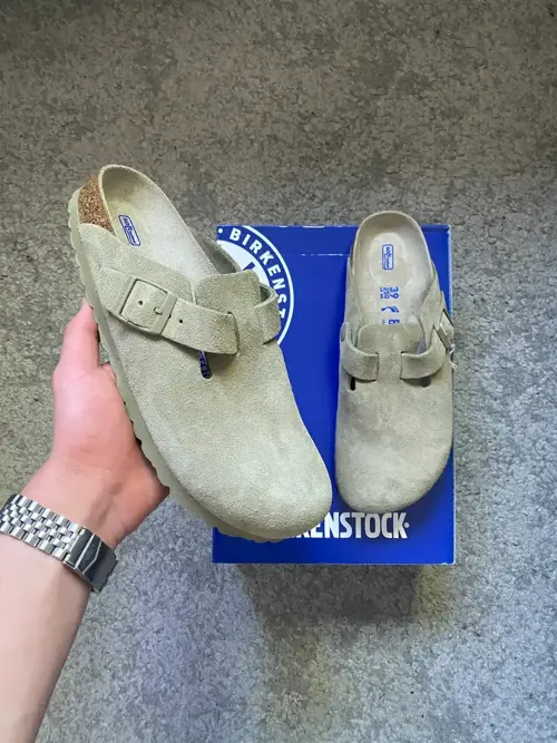 Birkenstock Boston Suede Faded Khaki