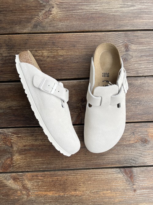 Birkenstock Boston Suede Antique White