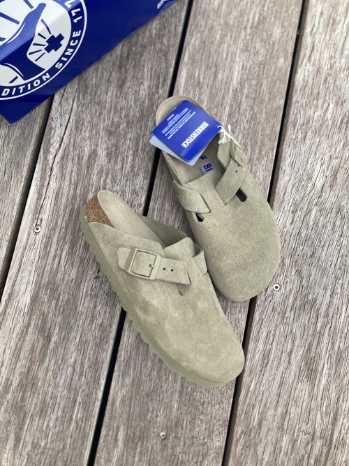 Birkenstock Boston Suede Faded Khaki