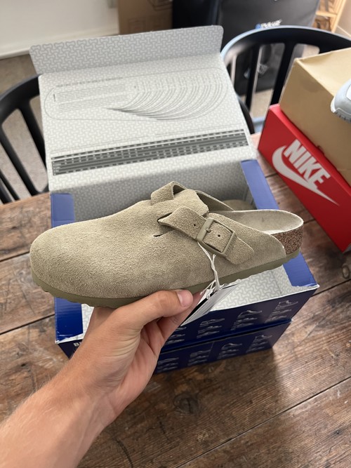 Birkenstock Boston Suede Faded Khaki