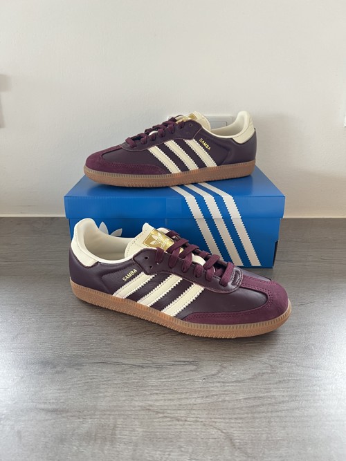 Adidas Samba OG Maroon / Cream White / Gold Metallic