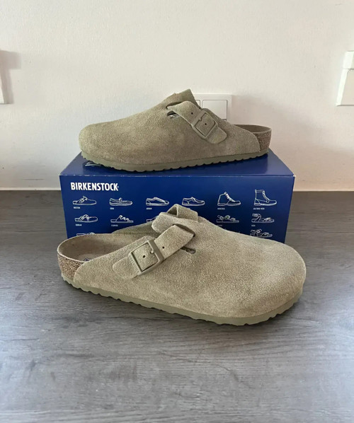 Birkenstock Boston Suede Faded Khaki