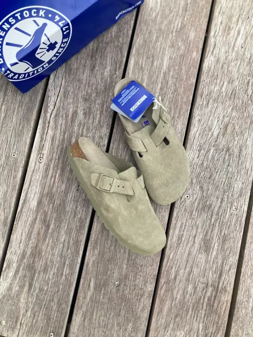 Birkenstock Boston Suede Faded Khaki