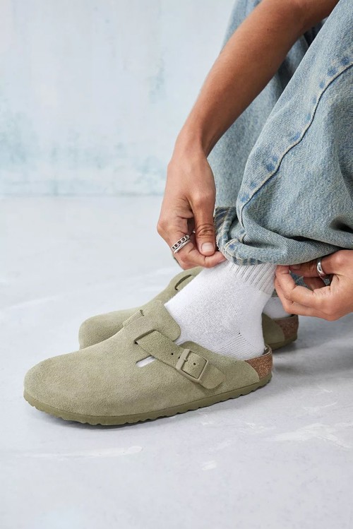 Birkenstock Boston Suede Faded Khaki